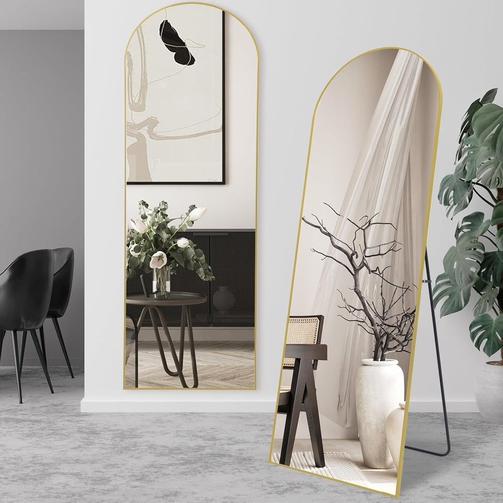 Full Length Floor Mirror Arch Gold Frame Free Standing Bedroom Dressing