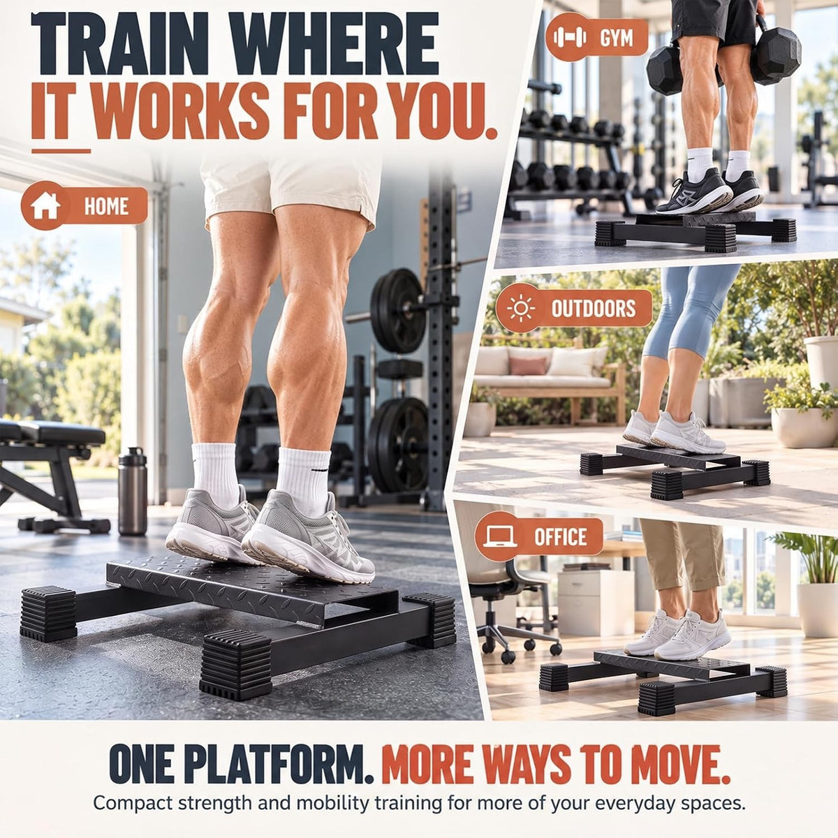 Calf Raise Bar Machine Steel Heavy Duty 400kg Non Slip Gym Squat Stretch Trainer