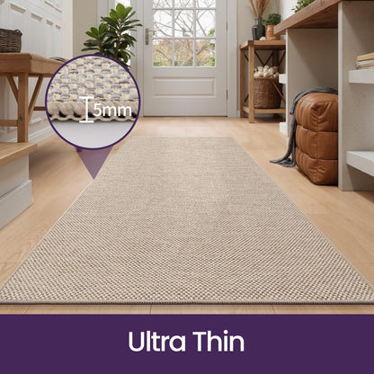 Hallway Runner Rug Carpet 80x300cm Non Slip Rubber Backed Absorbent Khaki Low Pi