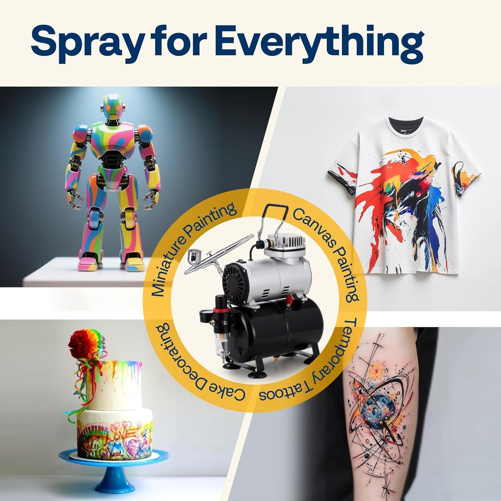 1/5HP Airbrush Kit 3L Tank Compressor 0.3mm Dual Action Gravity Feed