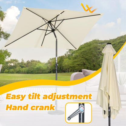 Garden Parasol Umbrella Crank Tilt 210x140cm Patio Sun Shade Cream