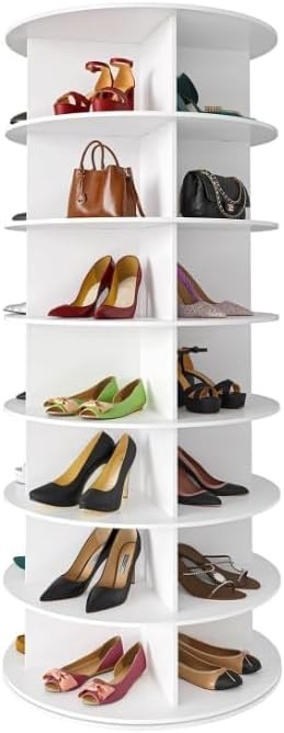 7 Tier Rotating Shoe Rack 360 Degree Spinning Storage Holds 28 Pairs