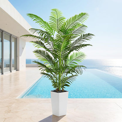 Artificial Palm Tree 180cm Tall Areca Fake Plant White Pot Indoor Home Decor