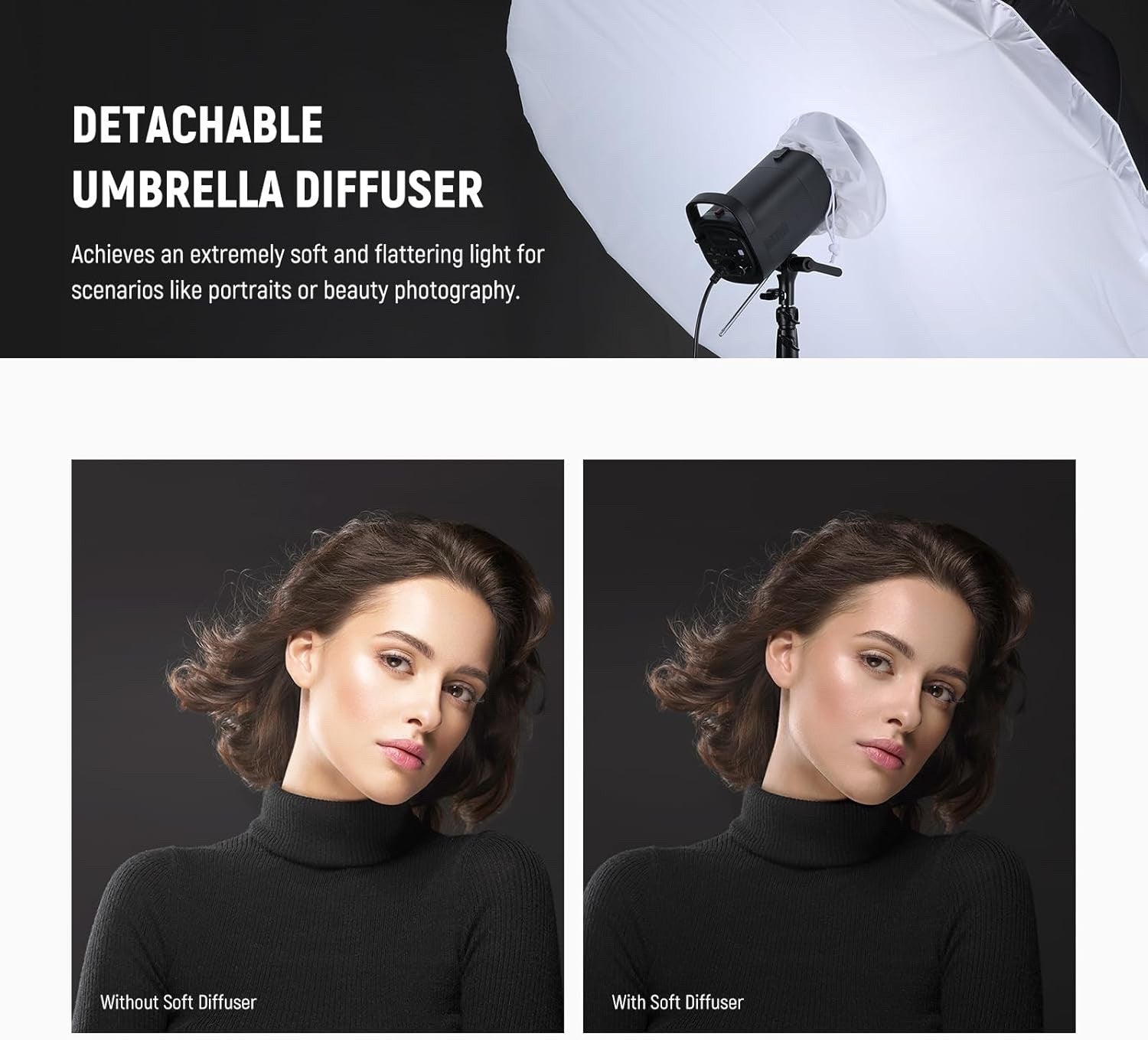 180cm Parabolic Reflective Umbrella Photography Soft Lighting with Diffuser Cove