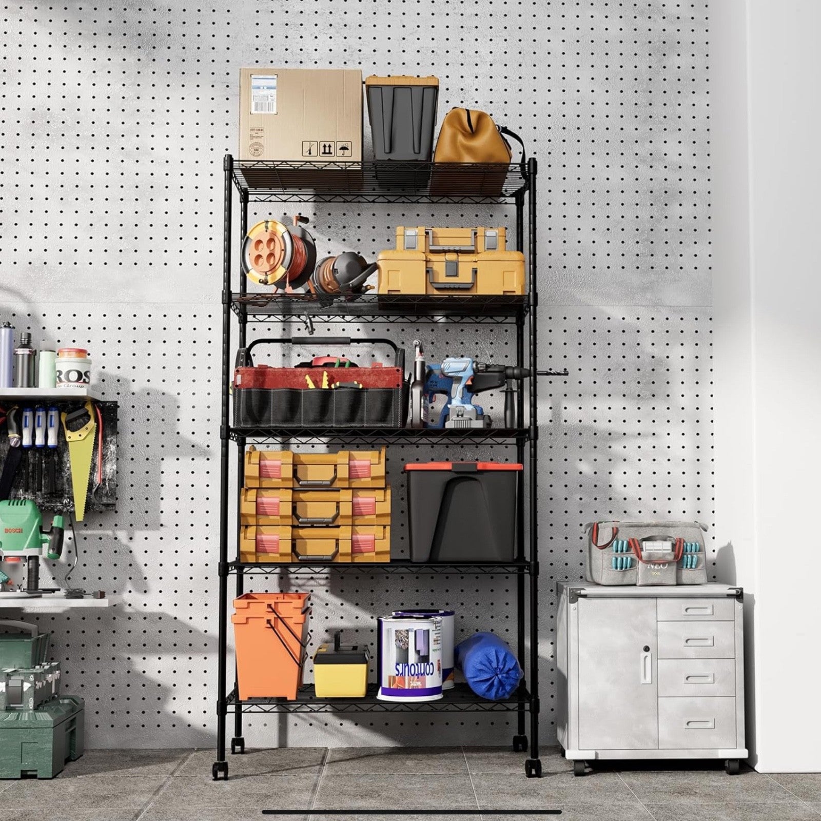 Simple Deluxe 5-Shelf Heavy Duty Storage Shelving Unit, With Height Adjustable S
