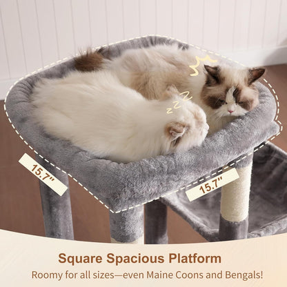 Cat Tree Tower Scratching Post Large Indoor Condo Hammock Toy Balls Light Grey