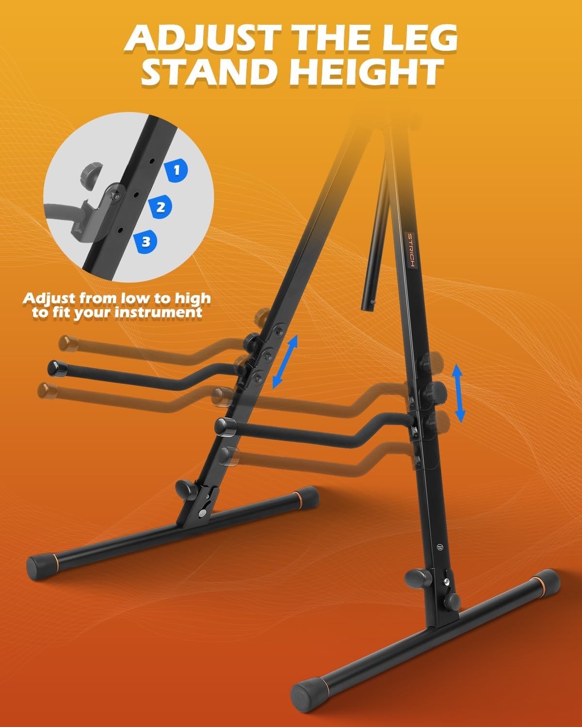 Cello Stand Adjustable Steel Holder 1/4 1/2 3/4 4/4 Bass w Bow Hook Floor