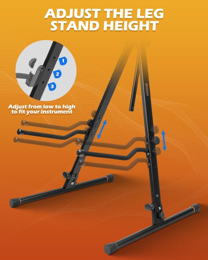 Cello Stand Adjustable Steel Holder 1/4 1/2 3/4 4/4 Bass w Bow Hook Floor