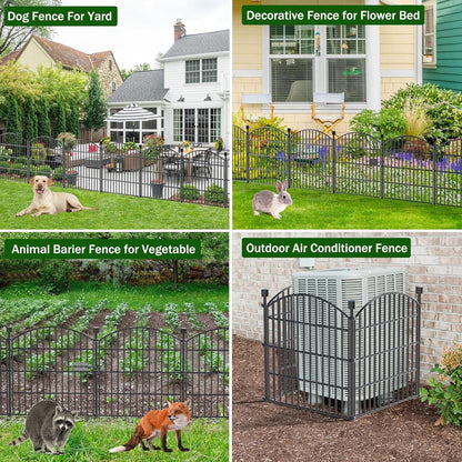 Garden Fence Panels 10pc No Dig Metal 61cm 6.1m Gate Dog Animal Barrier Black