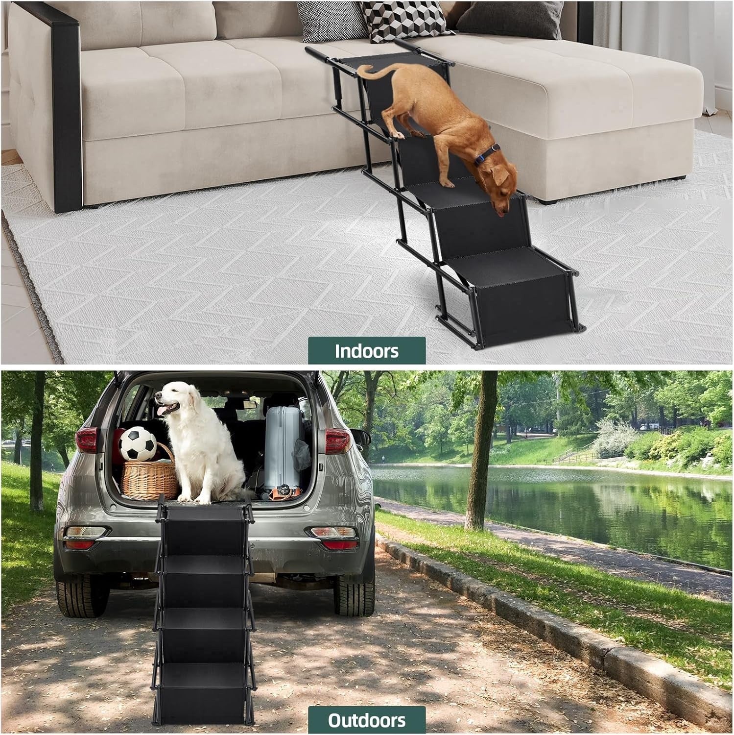 Foldable Dog Ramp Adjustable Non Slip Portable Pet Car Sofa Bed