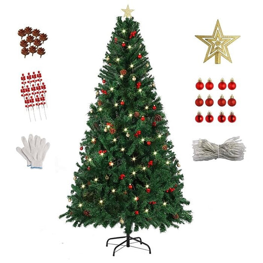 Wivico Christmas Tree Set 6FT 1100 Tips Realistic Artificial Pine Tree