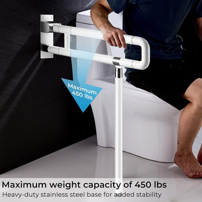Toilet Grab Rail Foldable 65cm Wall Mounted Stainless Steel Bathroom Support Whi