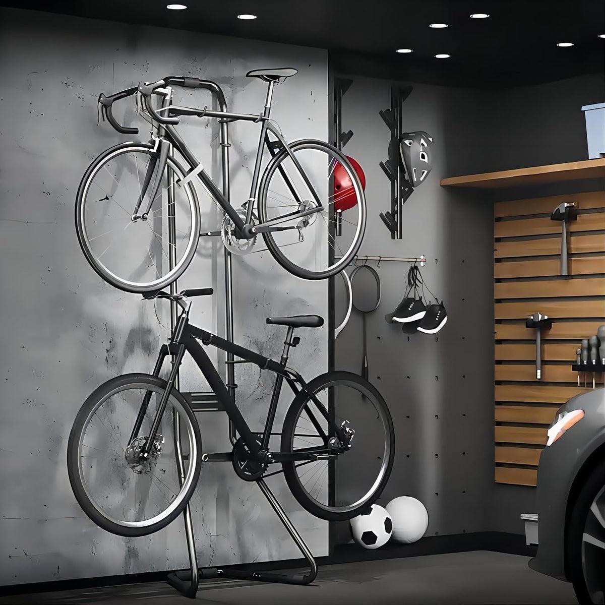 Bike Rack Stand Storage 2 Bicycles Freestanding Gravity Holder 40kg Adjustable