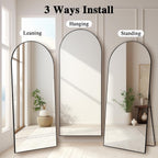Oversized Arch Floor Mirror 192x85cm Full Length Black Frame Wall Mount