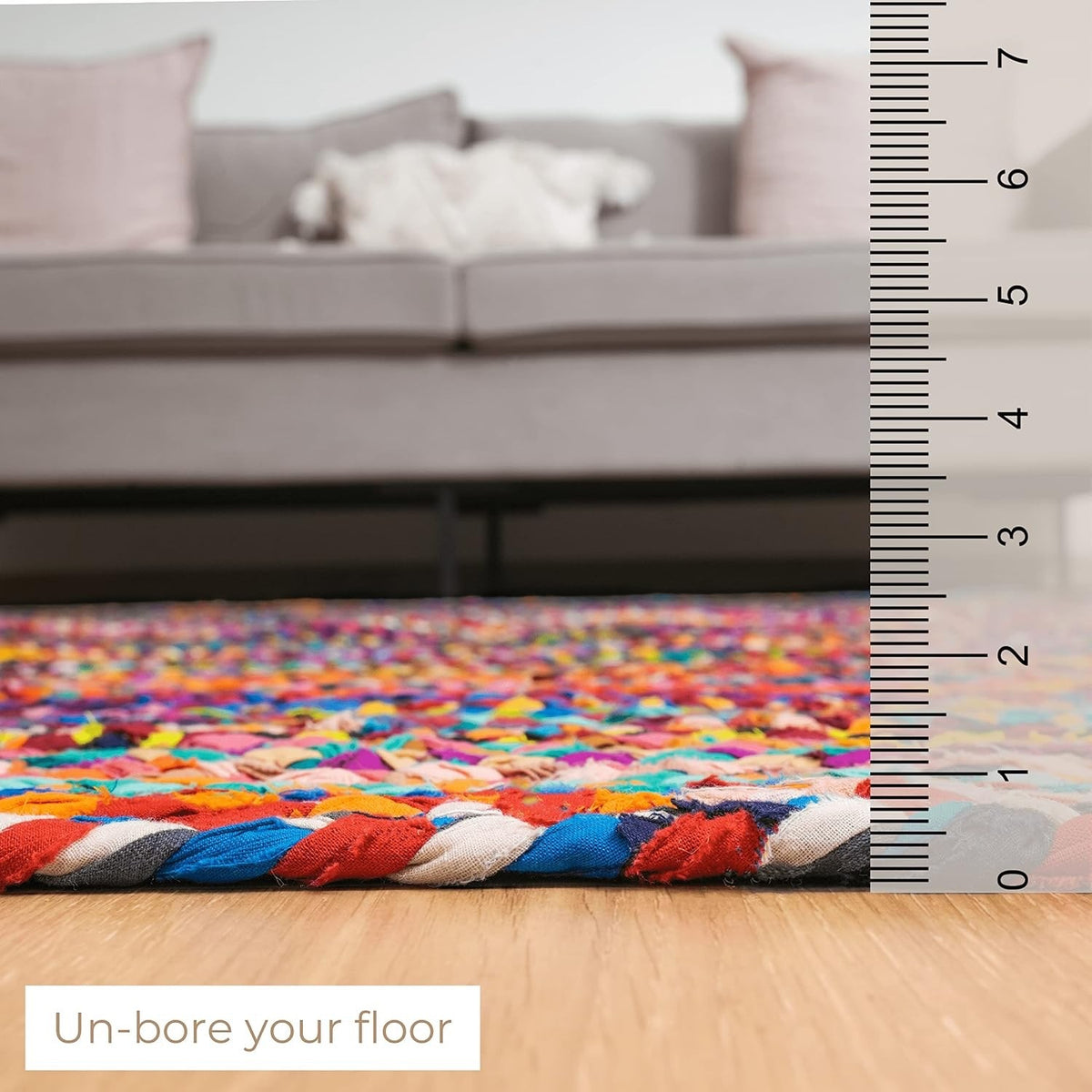 Braided Cotton Rug 4x6ft Reversible Boho Handmade Multicolour Chindi Area Mat
