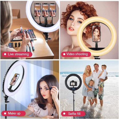 LED Ring Light 18 Inch Tripod Dimmable Selfie Portrait Vlog YouTube Remote Kit