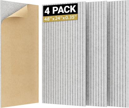 Acoustic Soundproof Wall Panels 4 Pack Grey 120x60cm Self Adhesive Echo Absorb