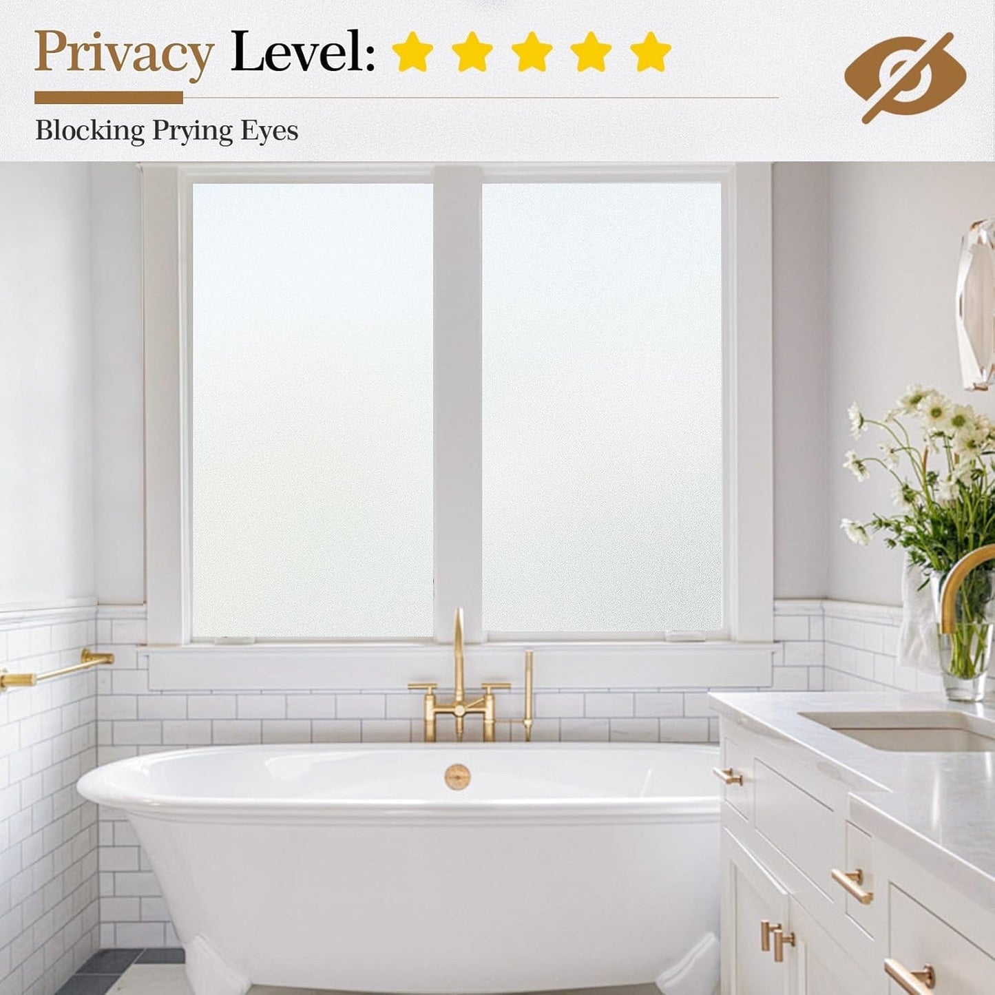 Frosted Window Film Privacy Static Cling Opaque UV Block Glass Cover