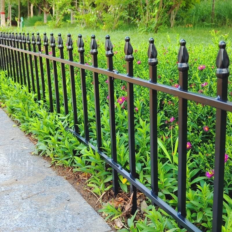 Garden Fence Border Panels Metal 5 Pack Black 45cm x 57cm 2.8m No Dig Edging