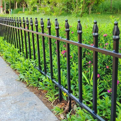 Garden Fence Border Panels Metal 5 Pack Black 45cm x 57cm 2.8m No Dig Edging
