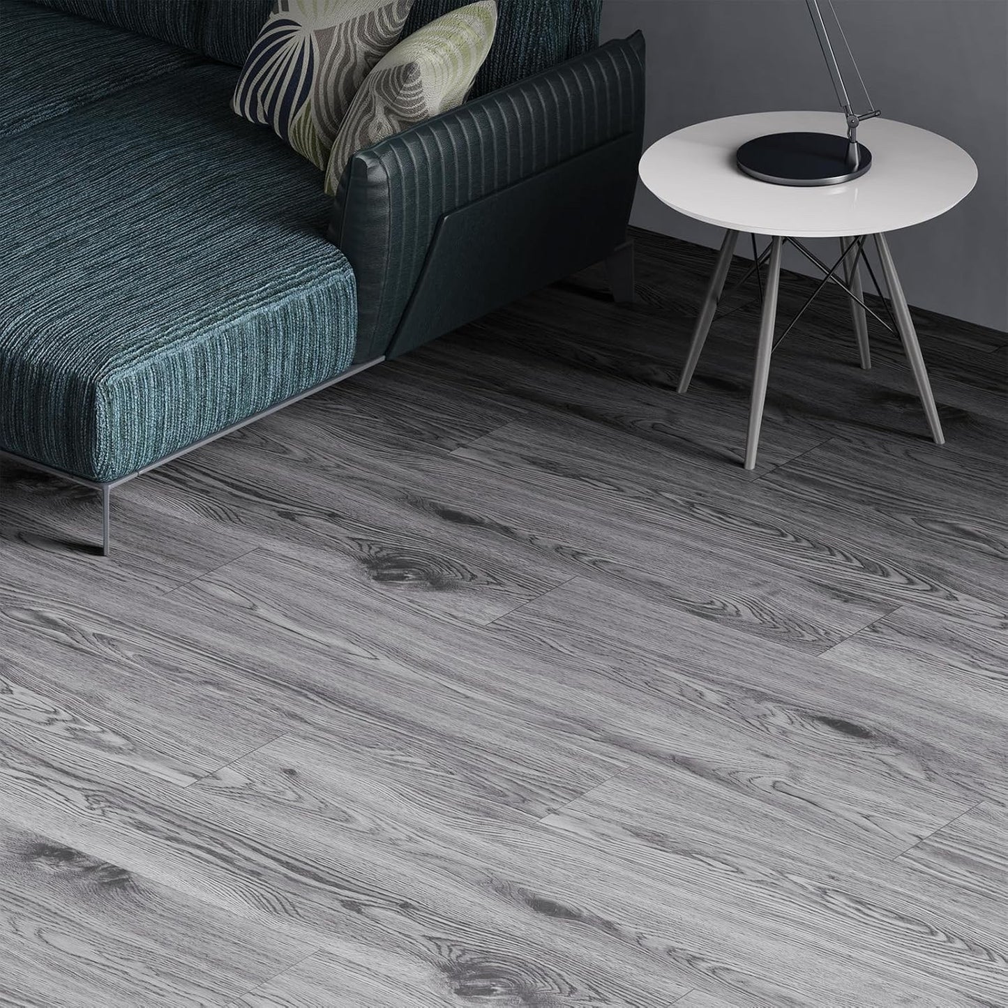 Peel Stick Vinyl Floor Tiles Grey Wood Effect 2mm Self Adhesive 1m² Pack