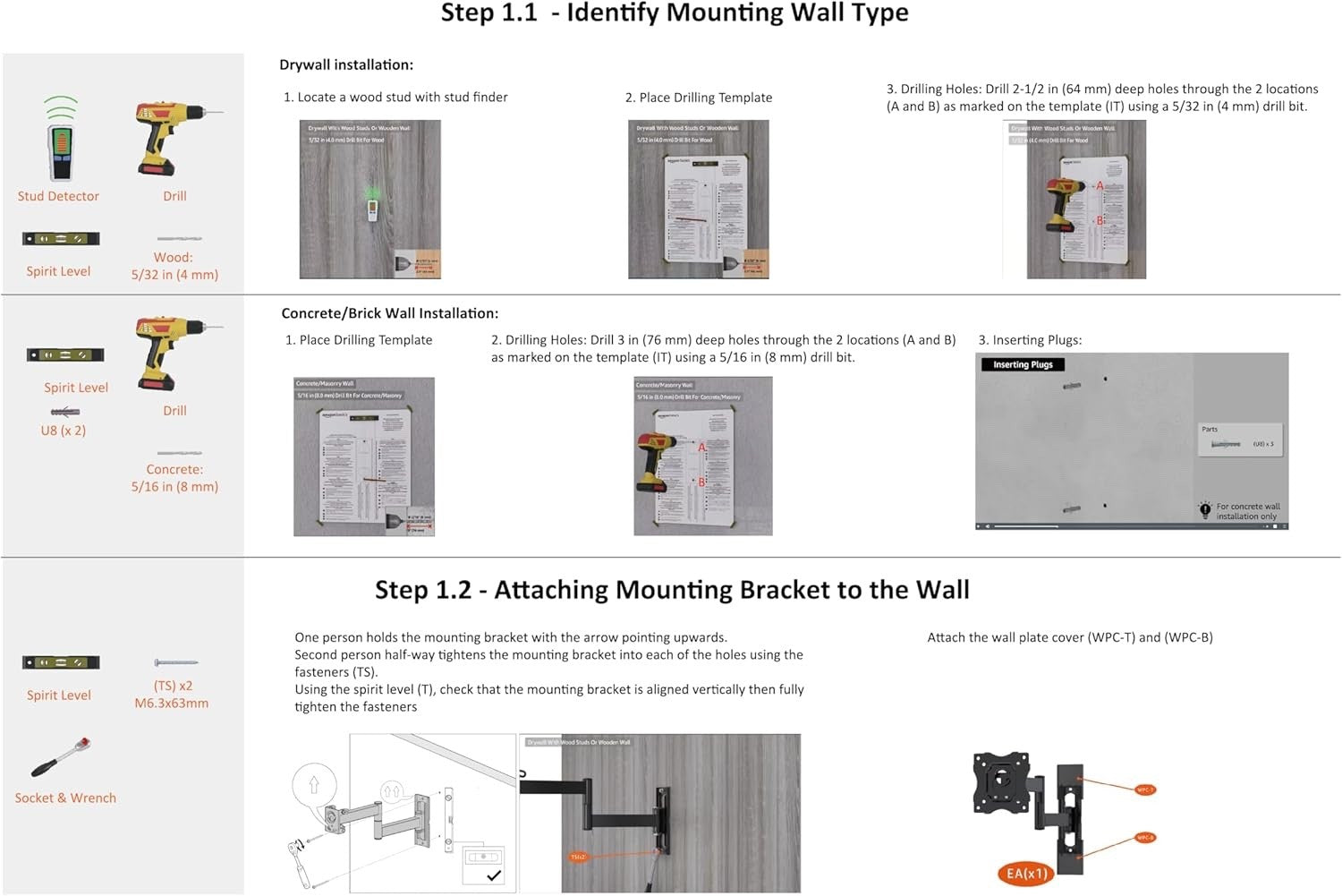 Amazon Basics Full-Motion TV Wall Mount For 12-Inch to 40-Inch Black
