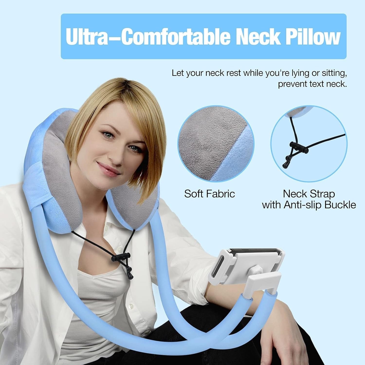 MoKo Neck Cushion Brown Pillow with Gooseneck Adjustable 360° 4-11" Phone Holder