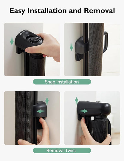 Baby Safety Gate Retractable Mesh 140cm Wide 84cm Black Stair Door Pet Barrier