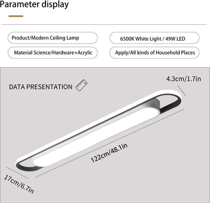 LED Ceiling Light Fixture 62W 6000K Linear Acrylic Metal Hallway Lamp 122cm UK