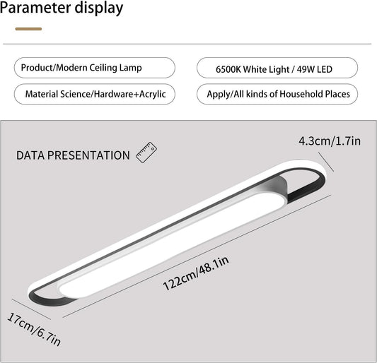 LED Ceiling Light Fixture 62W 6000K Linear Acrylic Metal Hallway Lamp 122cm UK