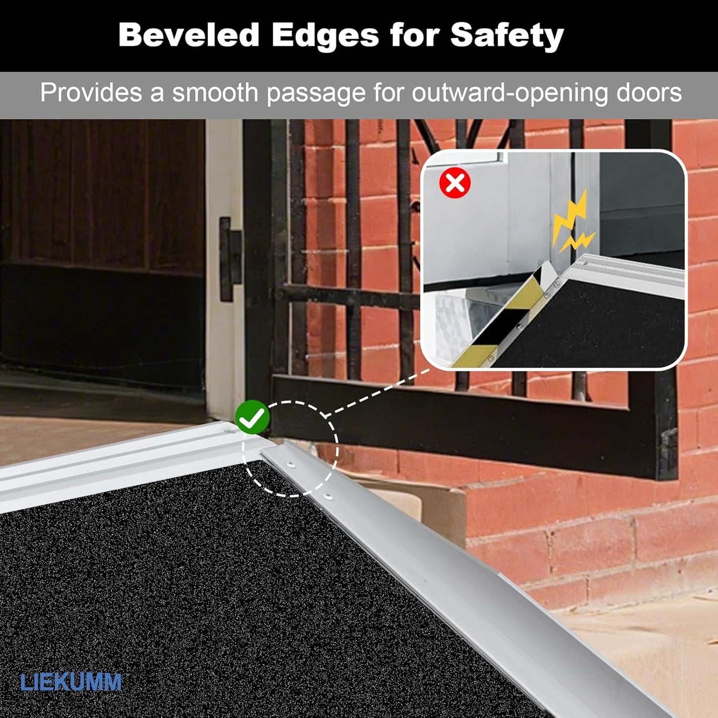 91cm Portable Wheelchair Ramp Aluminium Non Slip 300kg Threshold Door Ramp