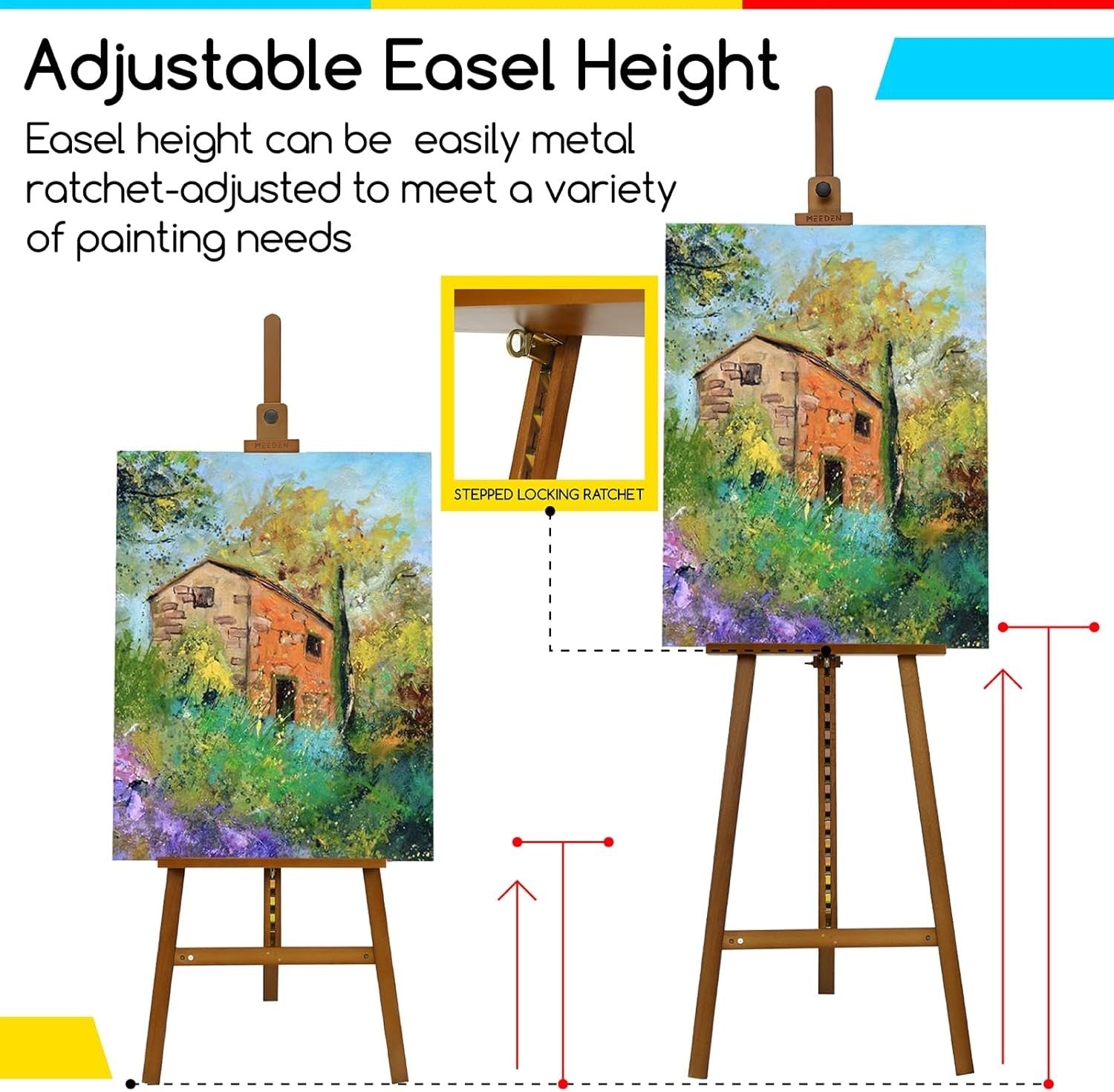 Art Easel Wooden Painting Adjustable Beech Display Stand Canvas 109cm Walnut