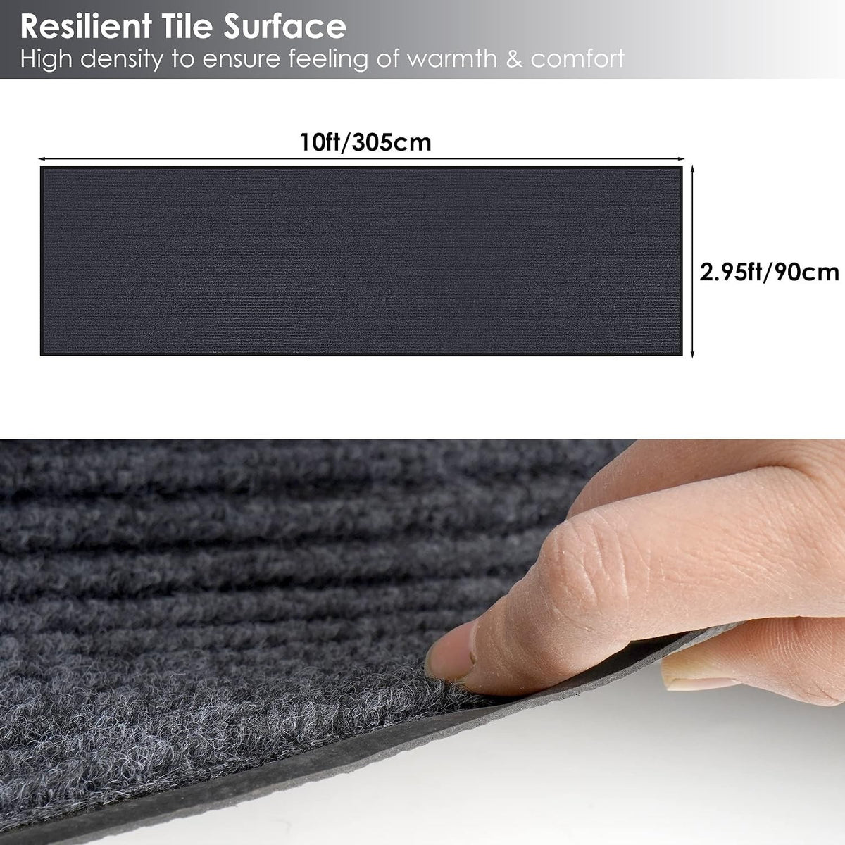 Hallway Runner Carpet Rug 300x90cm Grey Non Slip Rubber Backed Washable Floor