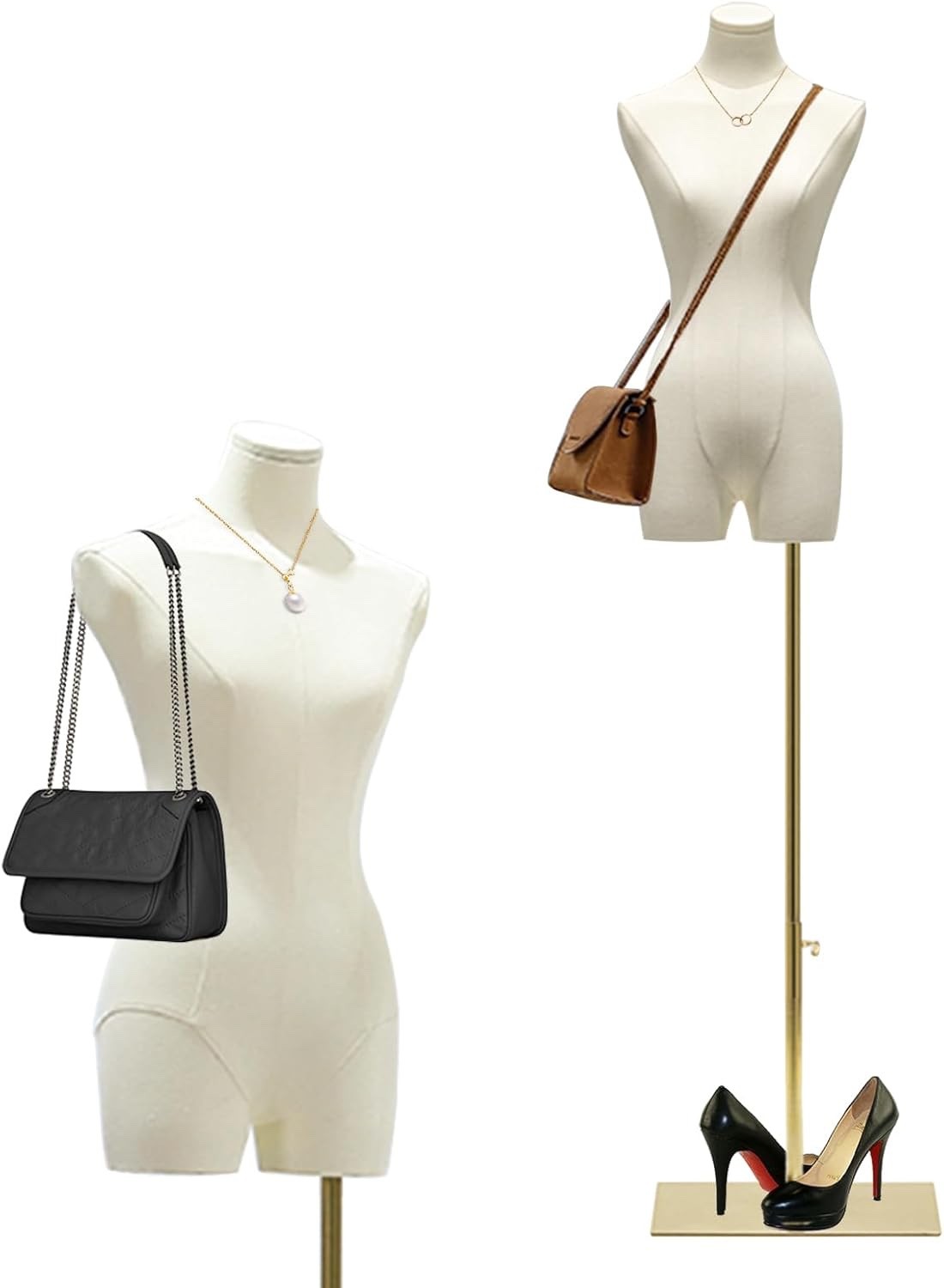 Adjustable Mannequin Torso Dress Form Rectangular Base Clothing Display Stand