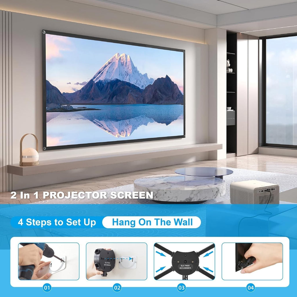100 Inch Projector Screen with Tripod Stand 16:9 Outdoor 1.2 Gain