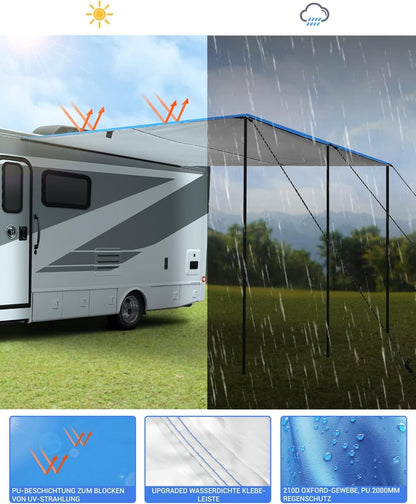 Campervan Awning Caravan Canopy 3.5x2.4m 3 Keder Sizes 210D Waterproof UV Cover