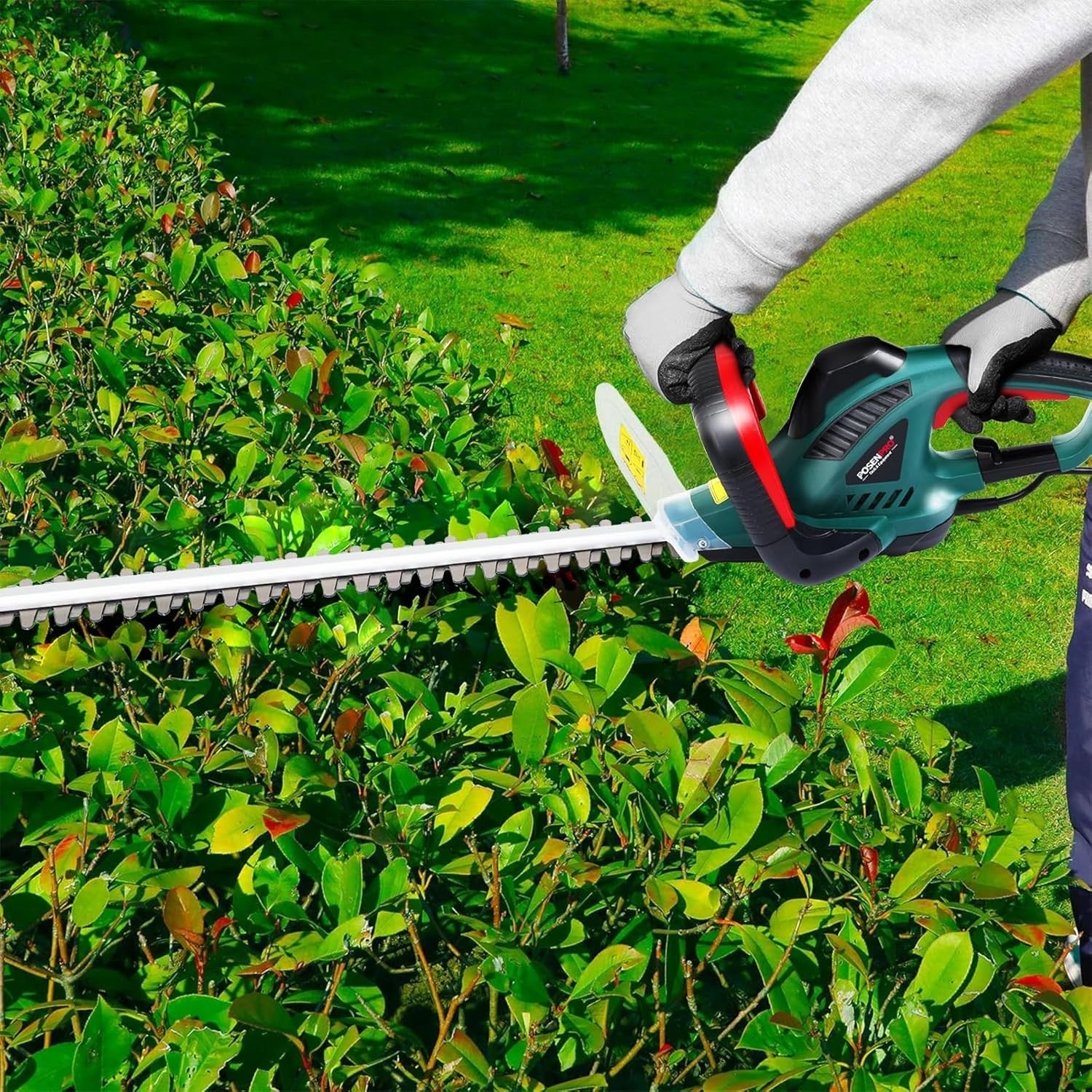 POSENPRO 600W Electric Hedge Trimmer 550mm Blade Corded Garden Cutter 6m Cable