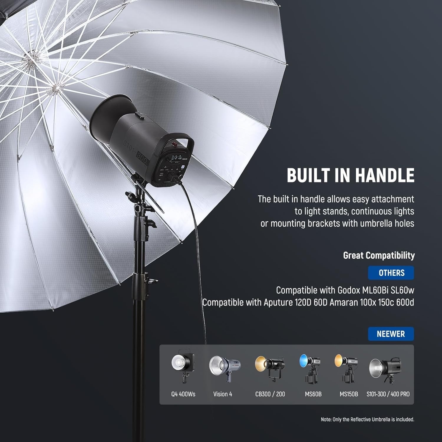 180cm Parabolic Reflective Umbrella Photography Soft Lighting with Diffuser Cove