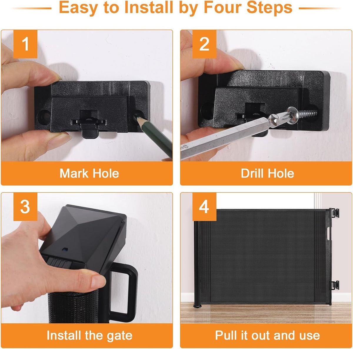 Extra Wide Retractable Baby Gate Pet Gate 3.05m One Hand Indoor Outdoor Barrier