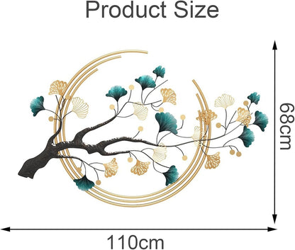Large Metal Ginkgo Leaf Wall Art Sculpture Handmade Nature Decor 110x68cm
