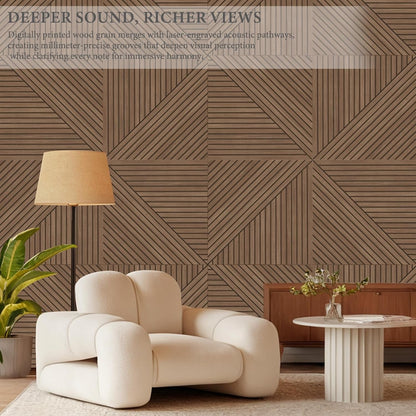 Acoustic Wall Panels Sound Absorbing 6 Pack Teak Wood Effect Self Adhesive 60cm
