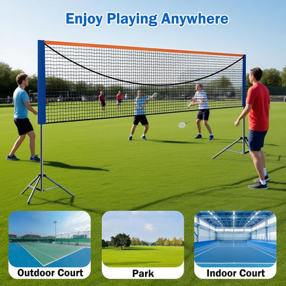 Badminton Net Portable Stand 4.1M Adjustable Height Tennis Volleyball Set Game