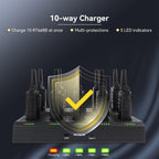 Retevis RT668 Walkie Talkies Rechargeable 10 Way Charger VOX – Black 10 Pcs