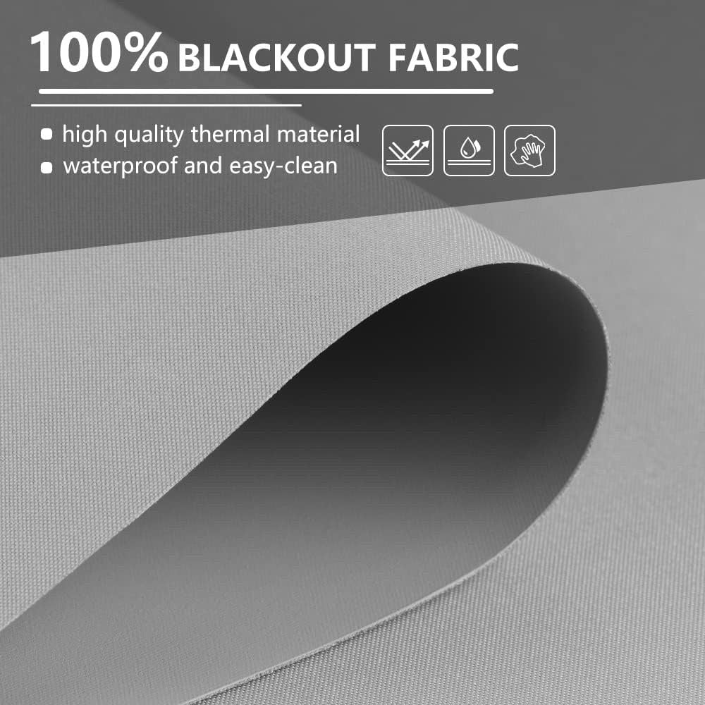 Grey Blackout Roller Blind Thermal UV Waterproof Window Shade Indoor