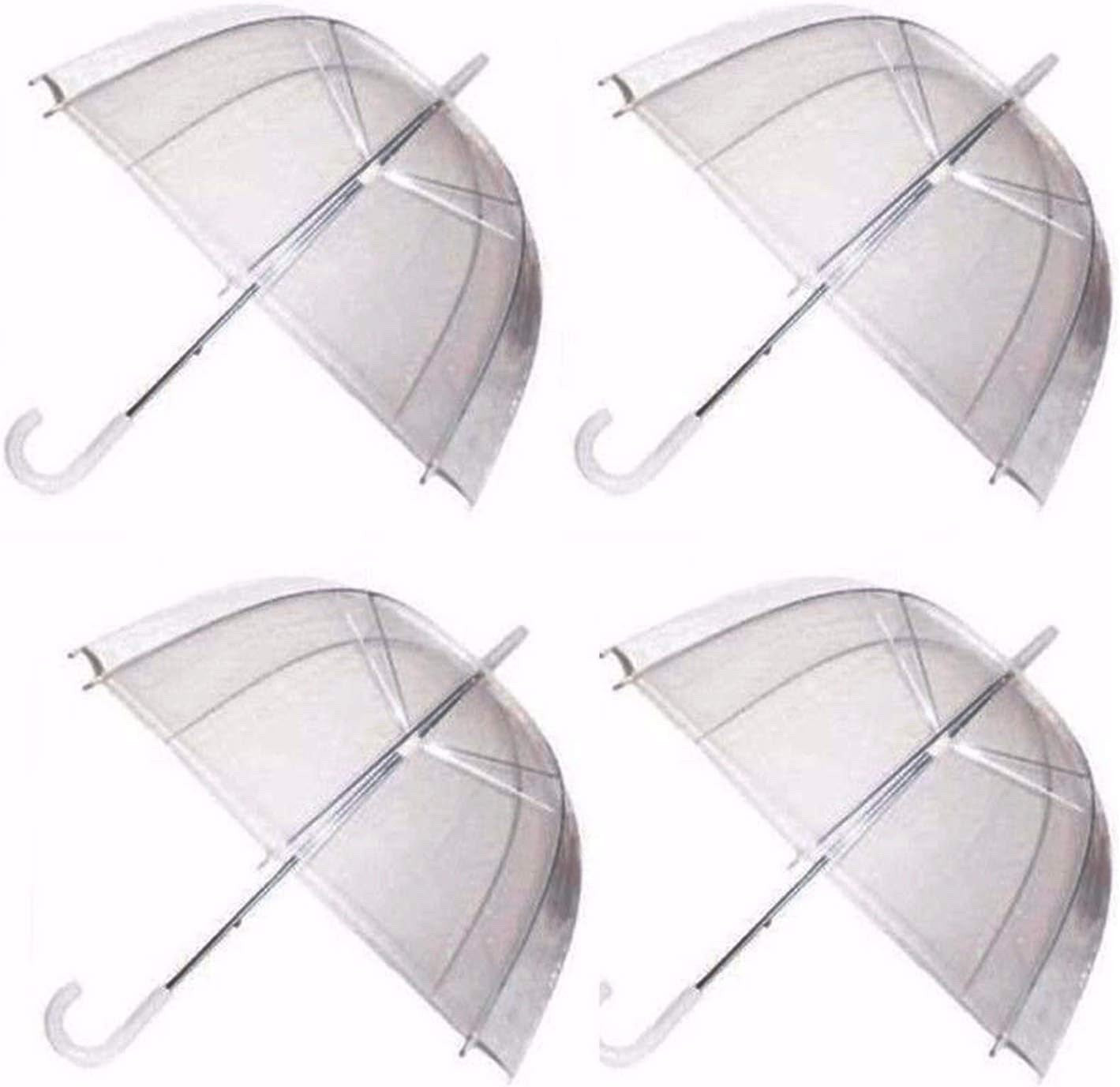 Clear Dome Umbrella 4 Pack Transparent Bubble Rain Wedding Brolly Windproof