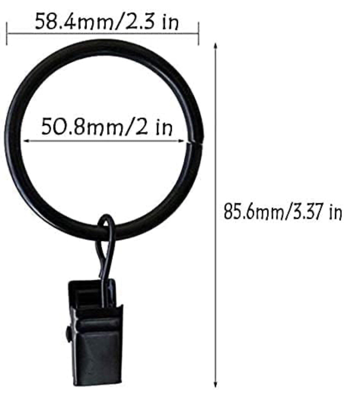 Curtain Rings Meiyaa 20 Pieces Black Metal Drapery Hanging Rings with Clips