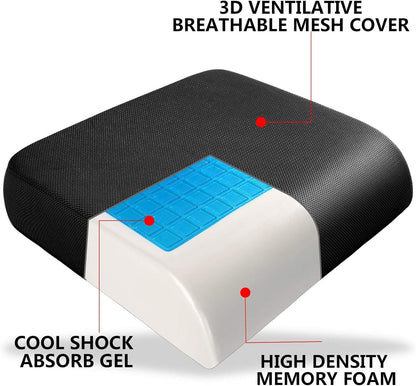 Large Memory Foam Seat Cushion Cooling Gel Sciatica Coccyx Tailbone Pillow Pad