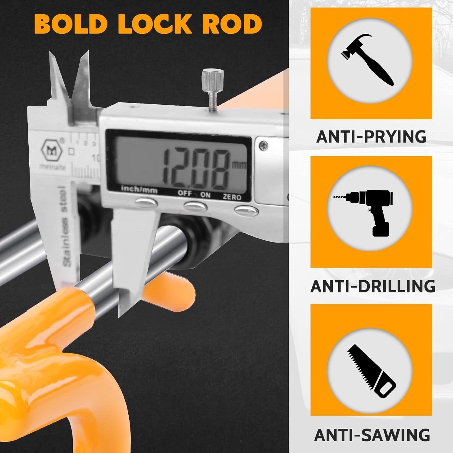 Steering Wheel Lock Heavy Duty Twin Bar Anti Theft Adjustable Universal 3 Keys