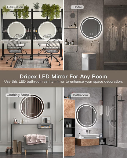 LED Bathroom Mirror Round 500mm Illuminated Anti Fog Demister Dimmable 3 Colour 