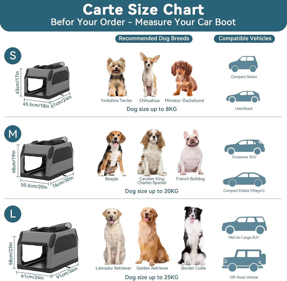 Petsfit Foldable Dog Travel Crate Large Grey 91x61x58cm Portable Car Carrier